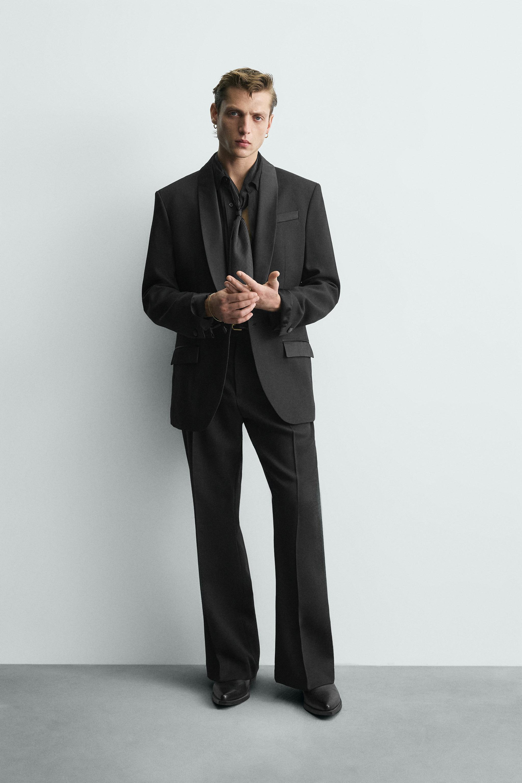 WOOL TUXEDO SUIT BLAZER